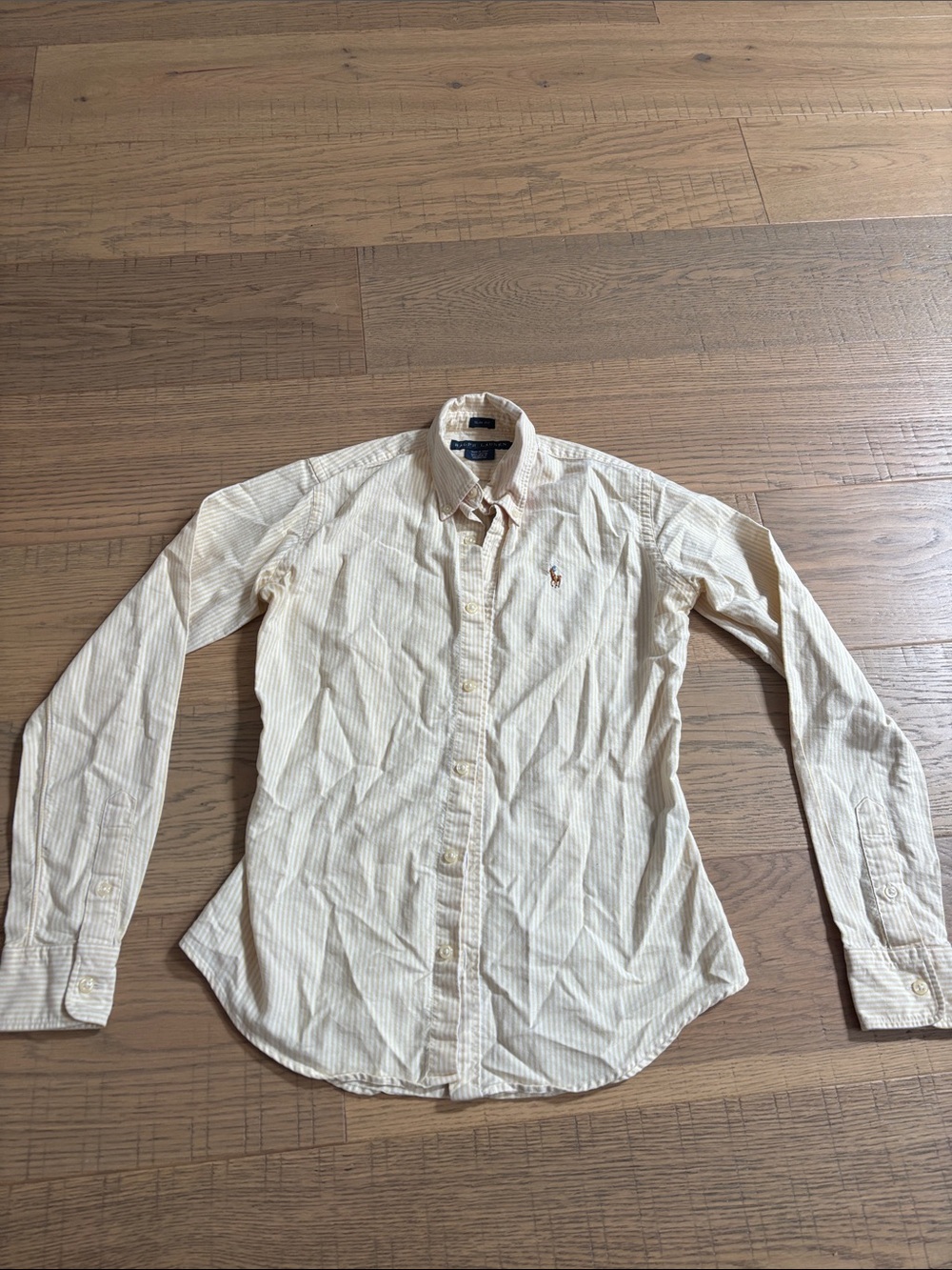 Polo by Ralph Lauren Cream and Light Tan Striped Button-Down Shirt